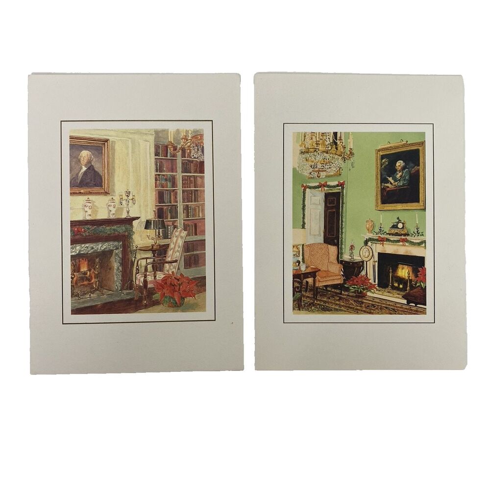 Reagan White House Library & Green Room Holiday Christmas Cards 1987 and 1988